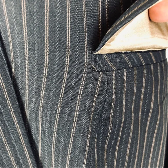 Rebecca Taylor gray pinstripe blazer wool blend size 10 - Picture 5 of 8